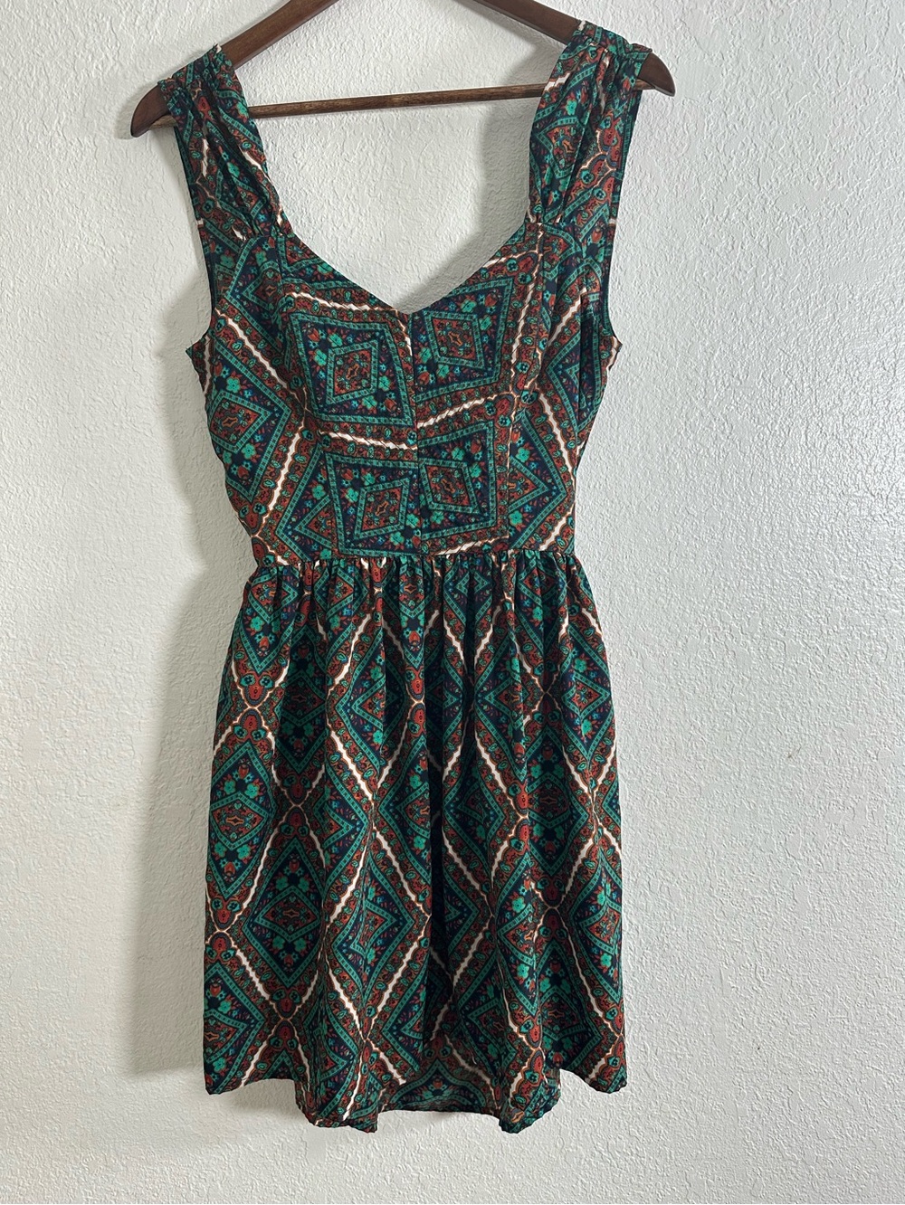 Band of Gypsies Boho Tie Back Mini Dress with Back Cut Out Size L